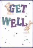 Bursting with cheerful optimism, this get well card brings together two delightful companions-a cuddly bear and a lively puppy, each radiating authentic warmth as they interact with bold, colourful letters spelling 'Get Well.' The backdrop is a soothing cream, much like the gentle morning light that pours through Lambeth's garden windows. The text glows in confident strokes of indigo and teal-shades that echo the fresh spring bouquets often seen in local florist shopfronts along Westminster Bridge Road. The bear, rendered in toasty browns, clings joyfully to the top of the letters, while the puppy, ears adorably flopped and tail upright in joy, presses close to the word below, creating a scene of loving encouragement. Dancing between them are tiny stars in blues and violets, offering a sense of hope much like the hidden pockets of flowers brightening Lambeth's neighbourhood parks. The texture of the illustrations is delightfully soft-you can almost feel the bear's plush hug and the puppy's silken fur. Every detail exudes the care of a local, making this card a heartfelt message of comfort and hope, ideal for sending a gentle pick-me-up to someone in recovery nearby.